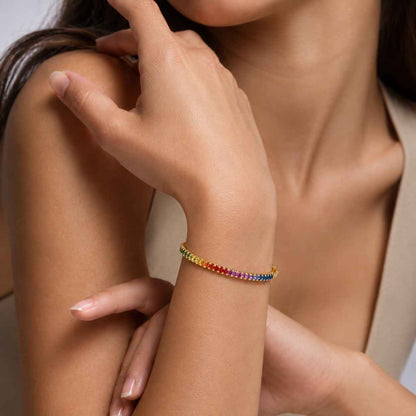Oval Cut Multi Gemstone Bezel Set Bangle Bracelet | Handcrafted Alternative Set Wedding Bangle | Colorful Rainbow Stone Bangle For Women
