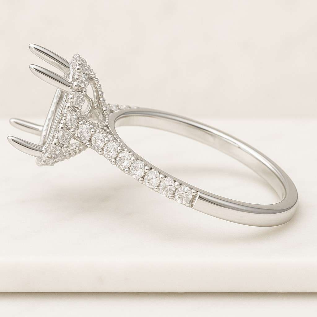 oval cut semi mount ring setting 14k solid gold 1ct oval diamond engagement halo ring mount customizable engagement jewelry