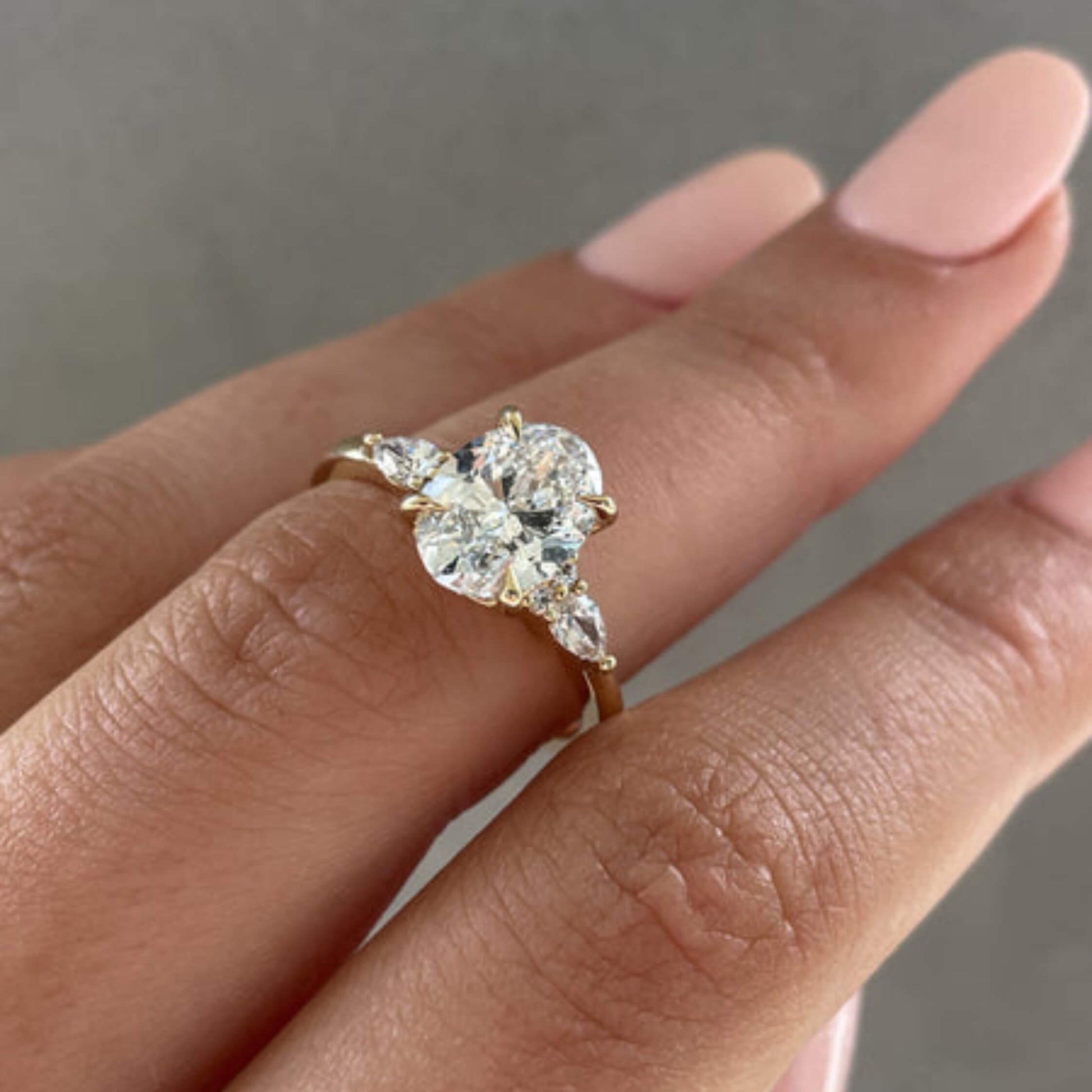 Oval Cut Simulated Diamond Engagement Rings Oval Cut Hidden Halo Engagement Ring