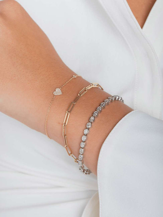 Oval Cut Solitaire Diamond Bracelet Lab Grown Diamond Women Bracelet, Eco Friendly Diamond Chain Bracelet