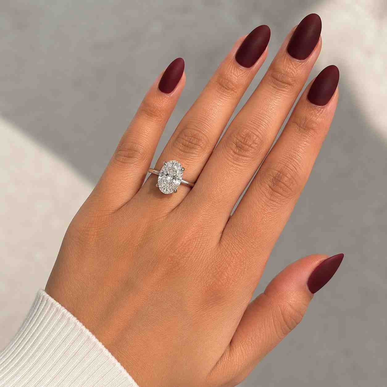 oval cut solitaire diamond engagement ring for women in white gold