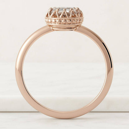 Oval Cut Solitaire Engagement Ring travel ring Two Tone Yellow Gold vermeil and White Gold Silver Ring