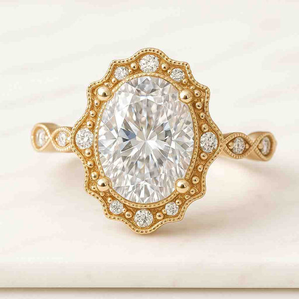 Oval Cut Solitaire Moissanite Ring 925 Silver Gold Filled Engagement Promise Ring