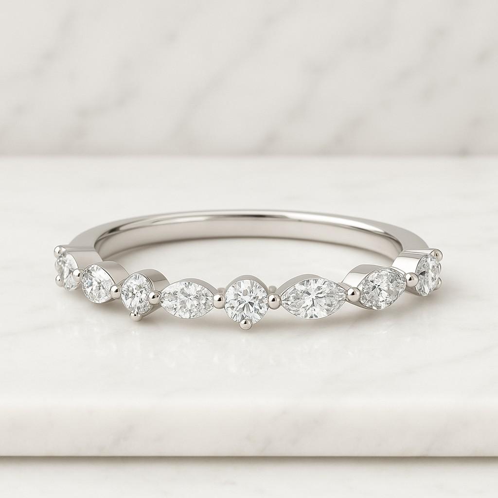 Oval Cut Solitaire cathedral ring in Titanium or White Gold - Moissanite or Simulated diamond