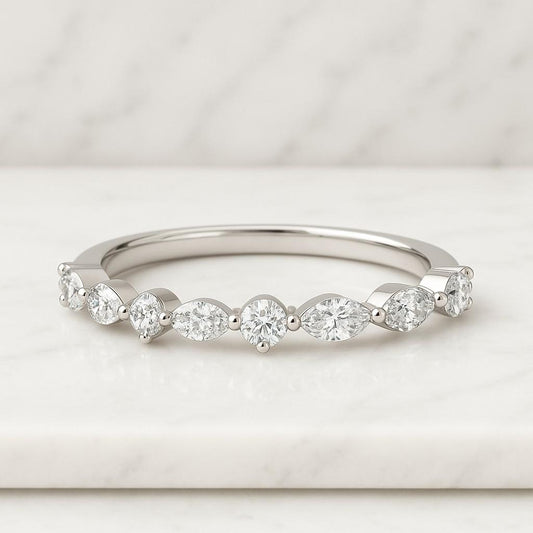 Oval Cut Solitaire cathedral ring in Titanium or White Gold - Moissanite or Simulated diamond