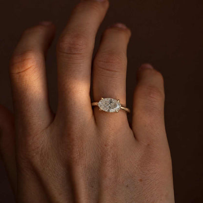 Oval Cut Moissanite Solitaire Engagement Ring in 14K Yellow Gold