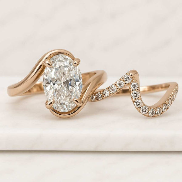 Oval Diamond Engagement Band 5 Diamond Anniversary Ring Real Lab Grown Diamond Band Matching Stacking Band 