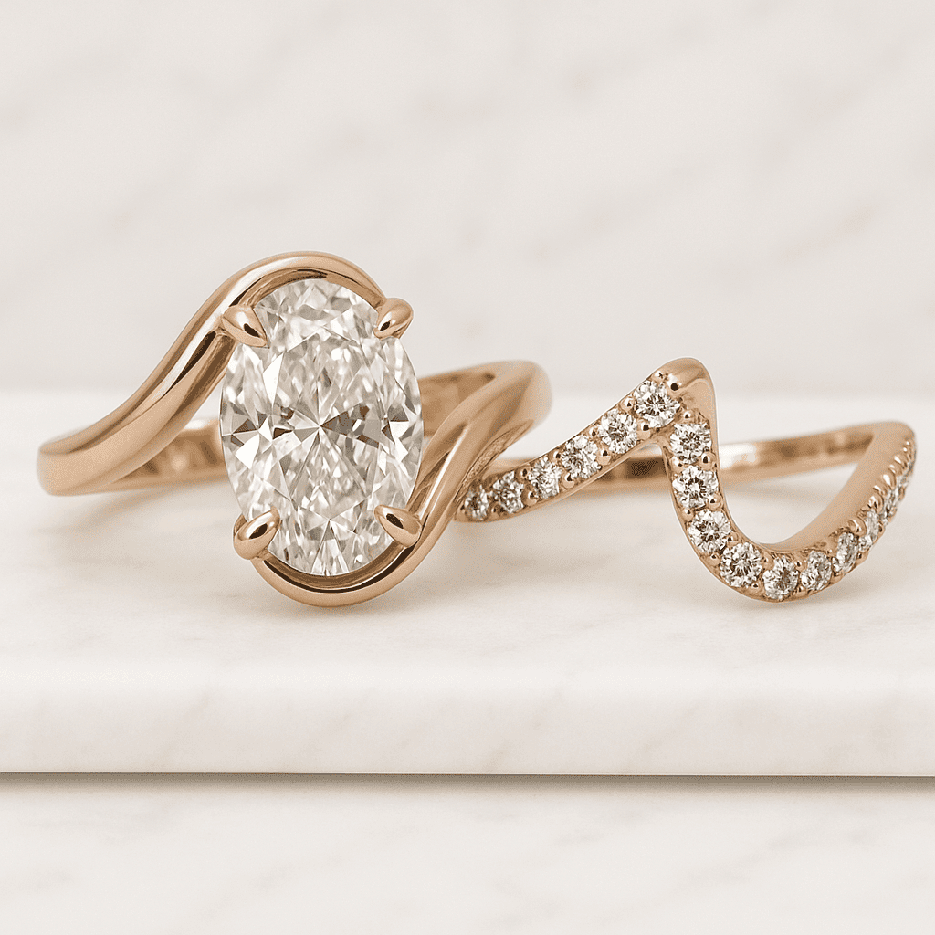 Oval Diamond Engagement Ring Set Genuine Lab Grown Diamond Wedding Set Bridal Rings for Her Matching Wedding Band 1.50 CT Oval Diamond Ring