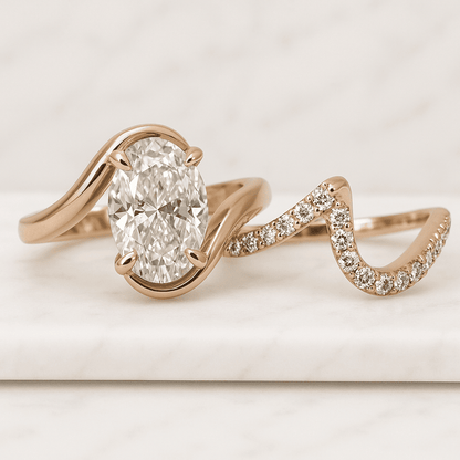 Oval Diamond Engagement Ring Set Genuine Lab Grown Diamond Wedding Set Bridal Rings for Her Matching Wedding Band 1.50 CT Oval Diamond Ring