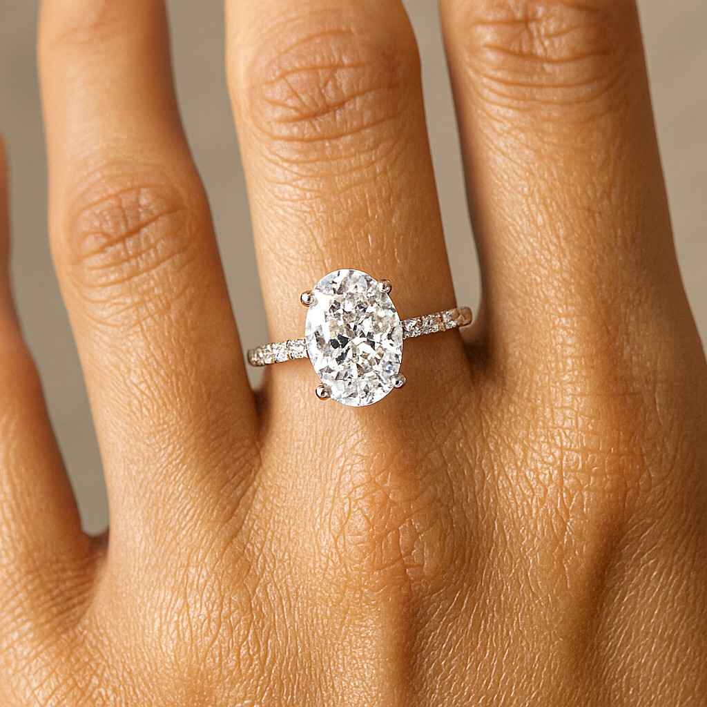 oval diamond engagement ring genuine lab grown diamond wedding set bridal rings 