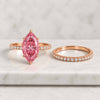 Vivid Pink Marquise Cut Lab Grown Diamond Bridal Ring Set