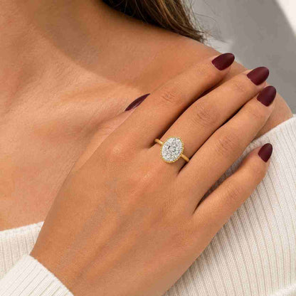 Oval Diamond Engagement Ring Lab Grown Cut Diamond Solitaire Ring Wedding Gift For Her 