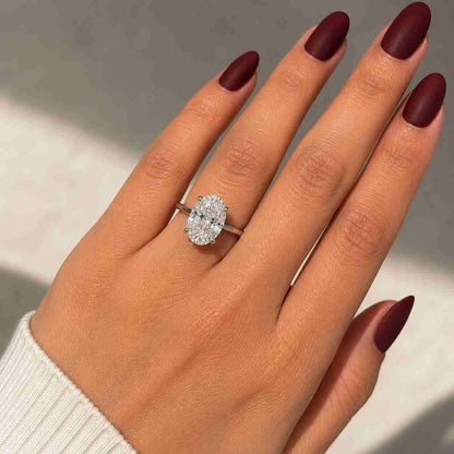 Oval Diamond Engagement Ring Lab Grown Diamond Solitaire Ring Wedding Gifts Simple Diamond Ring for Proposal 