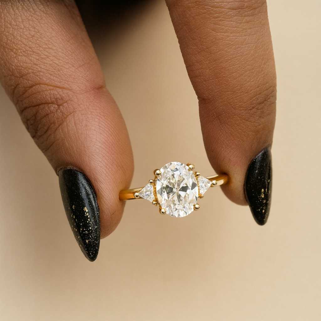 Oval Diamond Engagement Ring Set Genuine Lab Grown Diamond Wedding Set Bridal Rings for