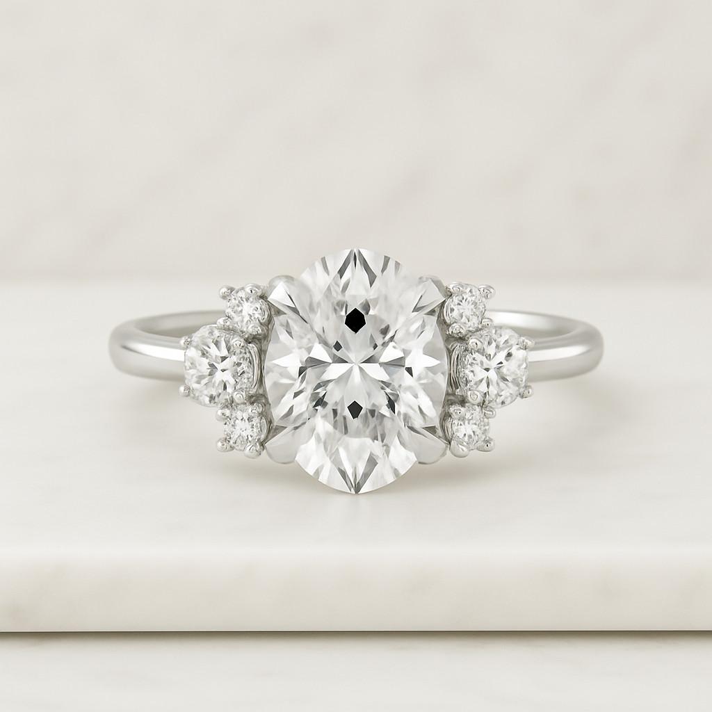 Oval Diamond Engagement Ring Set Genuine Lab Grown Diamond Wedding Set Bridal Rings for Her