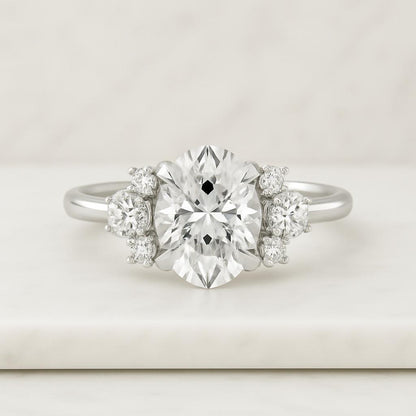 Oval Diamond Engagement Ring Set Genuine Lab Grown Diamond Wedding Set Bridal Rings for Her