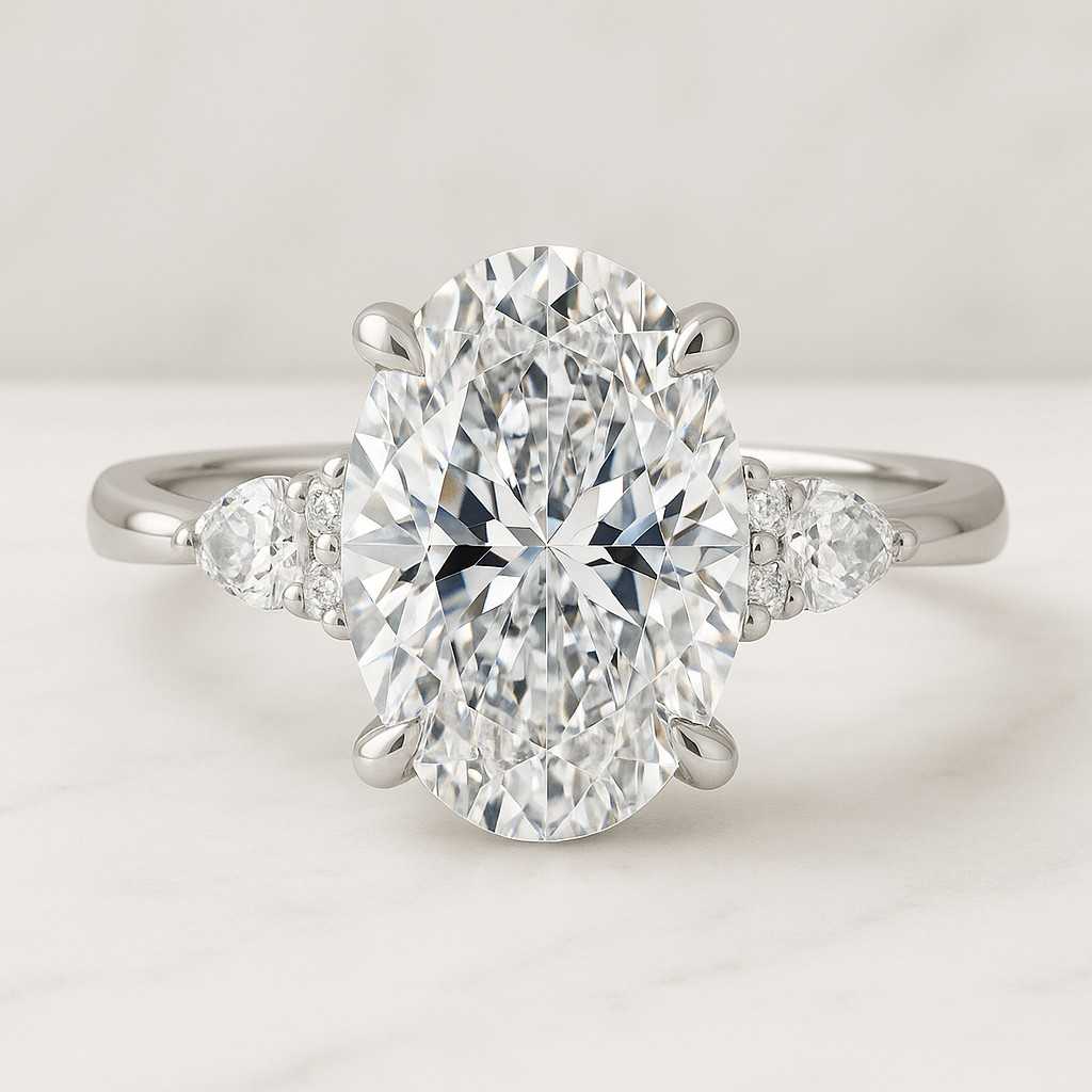 Oval Diamond Engagement Ring Set Genuine Lab Grown Diamond Wedding Set Bridal Rings for Her Matching Wedding Band