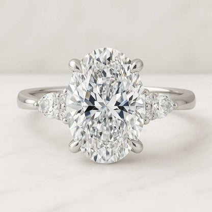 Oval Diamond Engagement Ring Set Genuine Lab Grown Diamond Wedding Set Bridal Rings for Her Matching Wedding Band