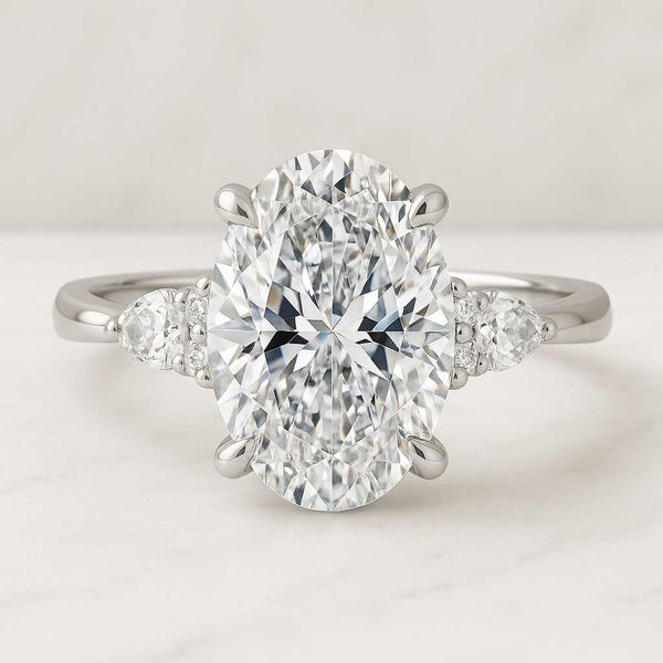 Oval Diamond Engagement Ring Set Genuine Lab Grown Diamond Wedding Set Bridal Rings for Her Matching Wedding Band