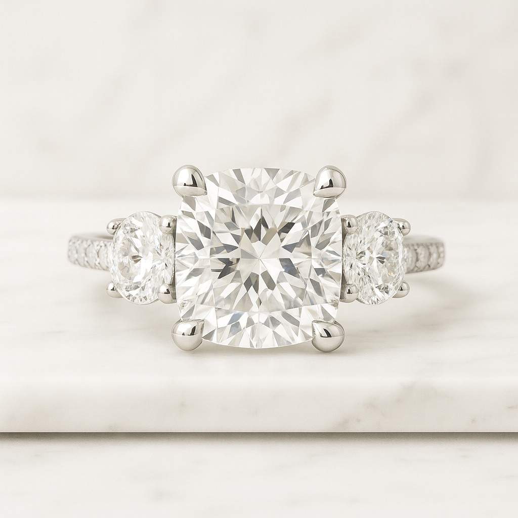 Oval Diamond Engagement Ring Thin Diamond 14K Solid Gold Dainty Diamond Wedding Ring Women  Three Stone Ring Solitaire Diamond Promise Ring