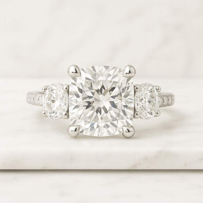 Oval Diamond Engagement Ring Thin Diamond 14K Solid Gold Dainty Diamond Wedding Ring Women  Three Stone Ring Solitaire Diamond Promise Ring