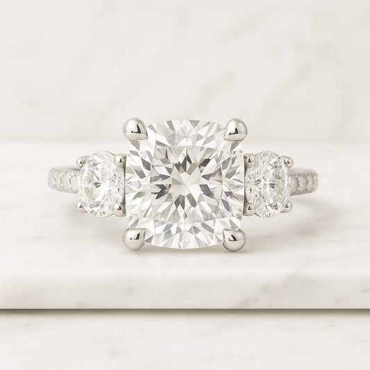 Oval Diamond Engagement Ring Thin Diamond 14K Solid Gold Dainty Diamond Wedding Ring Women  Three Stone Ring Solitaire Diamond Promise Ring