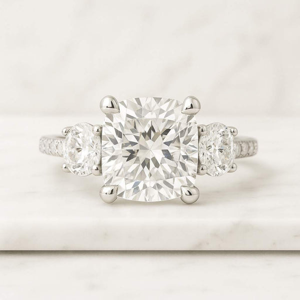 Oval Diamond Engagement Ring Thin Diamond 14K Solid Gold Dainty Diamond Wedding Ring Women  Three Stone Ring Solitaire Diamond Promise Ring