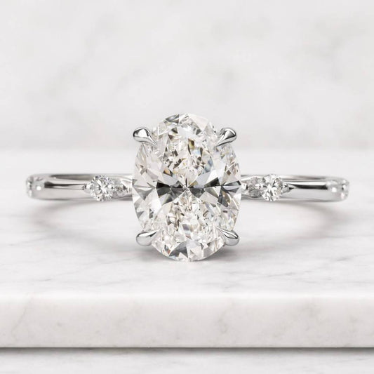 Oval Diamond Engagement Ring, Wedding Ring for Her