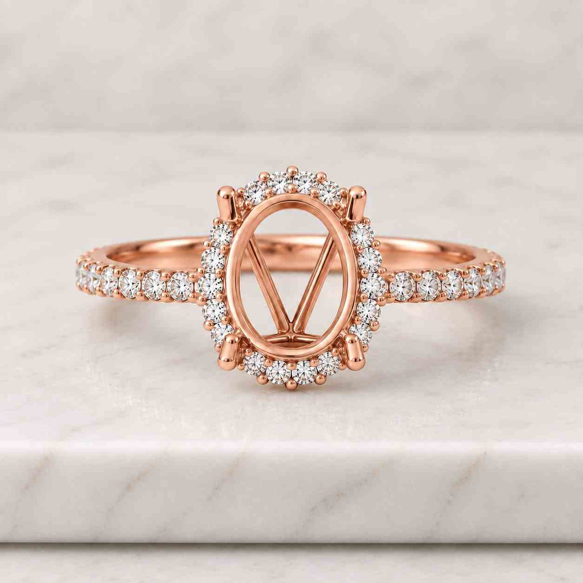 Oval Diamond Halo Engagement Ring Lab Grown Diamond Ring Pave Set Anniversary Ring for Gift Oval Diamond Proposal Ring Custom Ring for Women