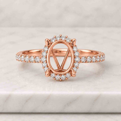 Oval Diamond Halo Engagement Ring Lab Grown Diamond Ring Pave Set Anniversary Ring for Gift Oval Diamond Proposal Ring Custom Ring for Women
