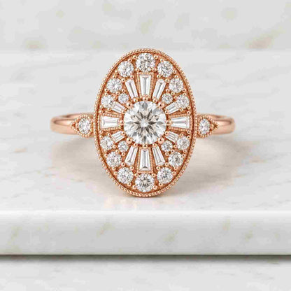 Oval Diamond Halo Engagement Ring Lab Grown Diamond Ring Pave Set Anniversary Ring for Gift Oval Diamond Proposal Ring Custom Ring for Women