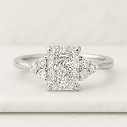 Oval Diamond Ring 2 Carat Lab Grown Diamond Step Cut East West Engagement Ring 14K Real Solid Gold Modern Bridal Jewelry