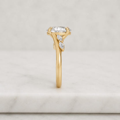 Oval Diamond Ring, Genuine Lab Grown Diamond Ring, Perfect Proposal Ring for Her Solid White Rose Yellow Gold Ring
