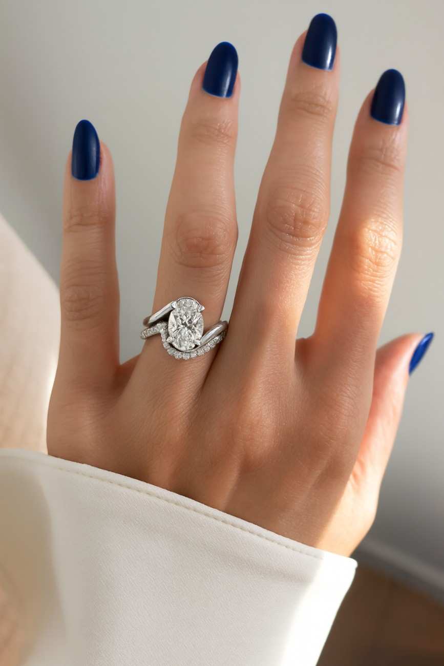 Oval Diamond Wedding Band Genuine Lab Grown Diamond Matching Band Oval Women's Band Bridal Stackable Anniversary Gift