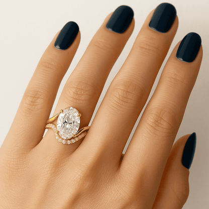 Oval Diamond Wedding Band Genuine Lab Grown Diamond Matching Band Oval Women's Band Bridal Stackable Anniversary Gift Wedding Band For Her