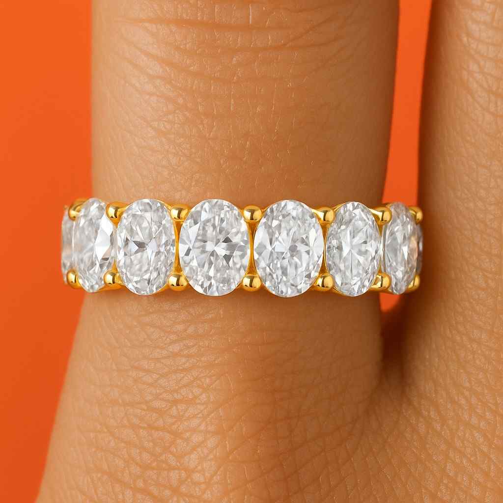 oval diamond wedding band lab grown diamond half eternity band east west set diamond band