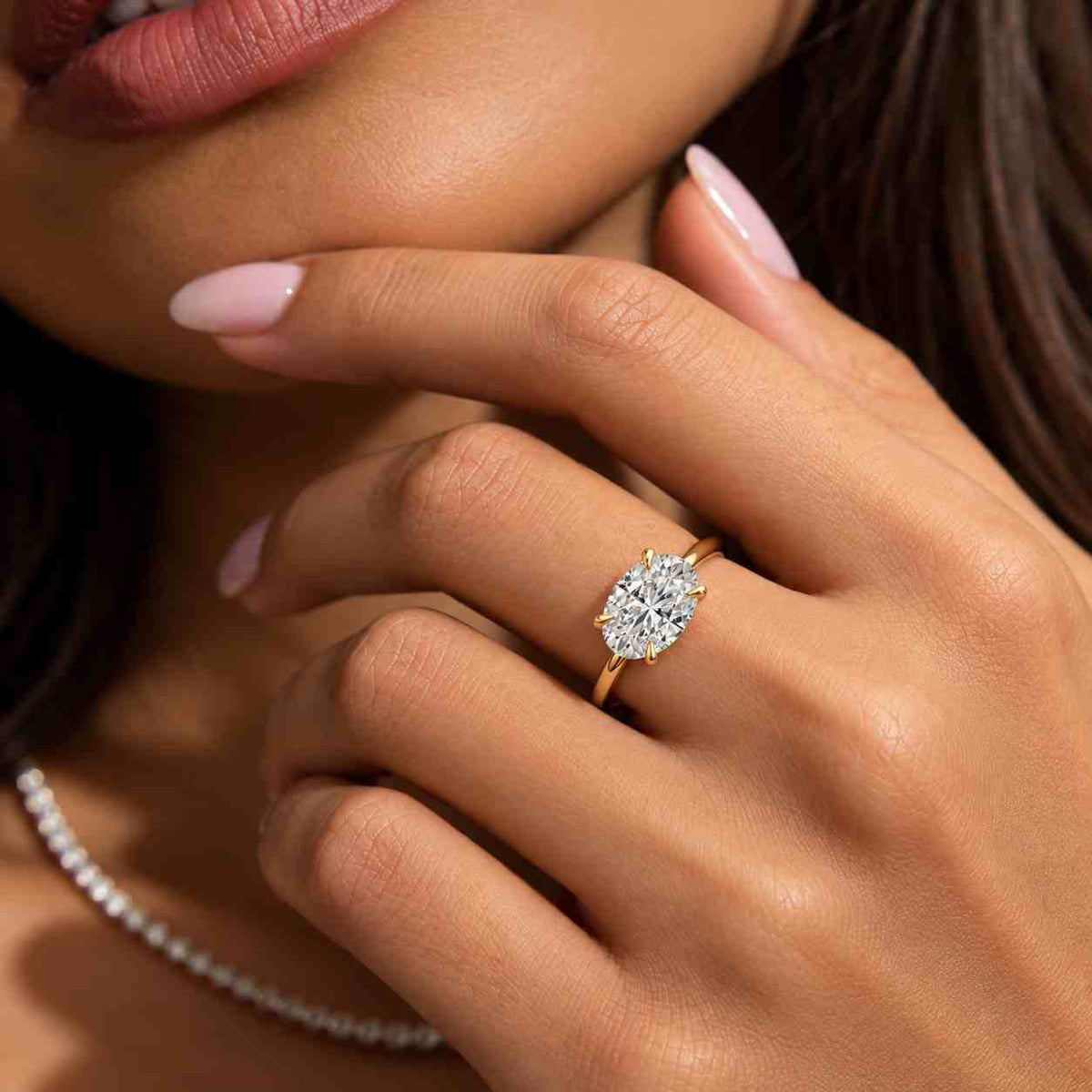 Oval East West Bezel Frame Solitaire Ring Basket Set Oval Cut Moissanite Engagement Ring 