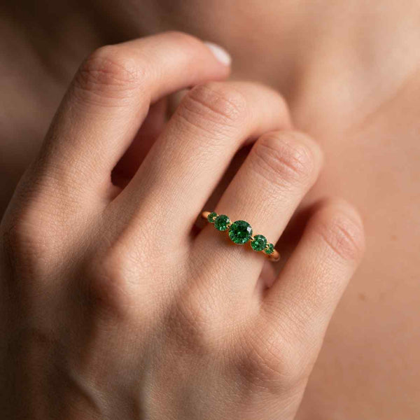 Oval Emerald Diamond Engagement Ring, 14k Gold, 7x5mm Gemstone Ring
