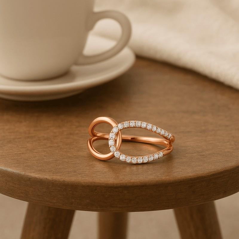 Oval Emerald Ring 14K Solid Gold Five Stone Band Green Gemstone Stackable Jewelry Women