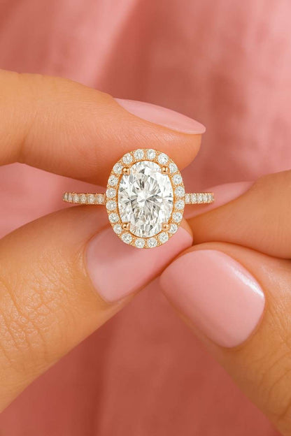 Oval Engagement Diamond Ring, Platinum Promise Ring Silver Simulated Diamond Solitaire Ring