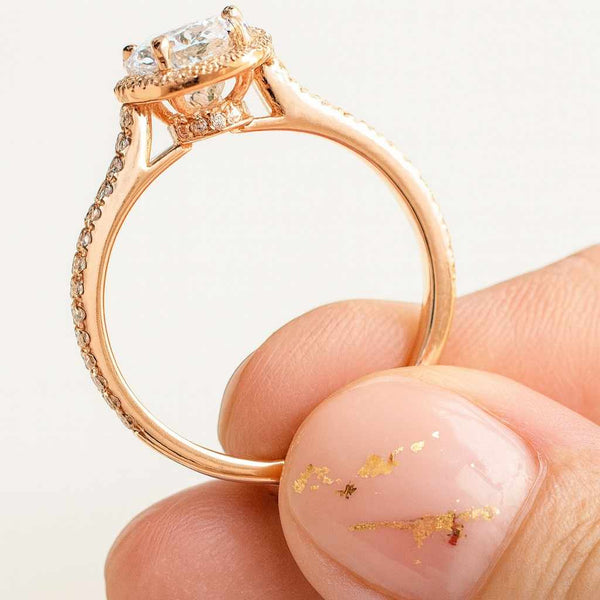 Oval Engagement Ring Crushed ice Oval cut Lab Diamond engagement ring diamond hidden halo ring