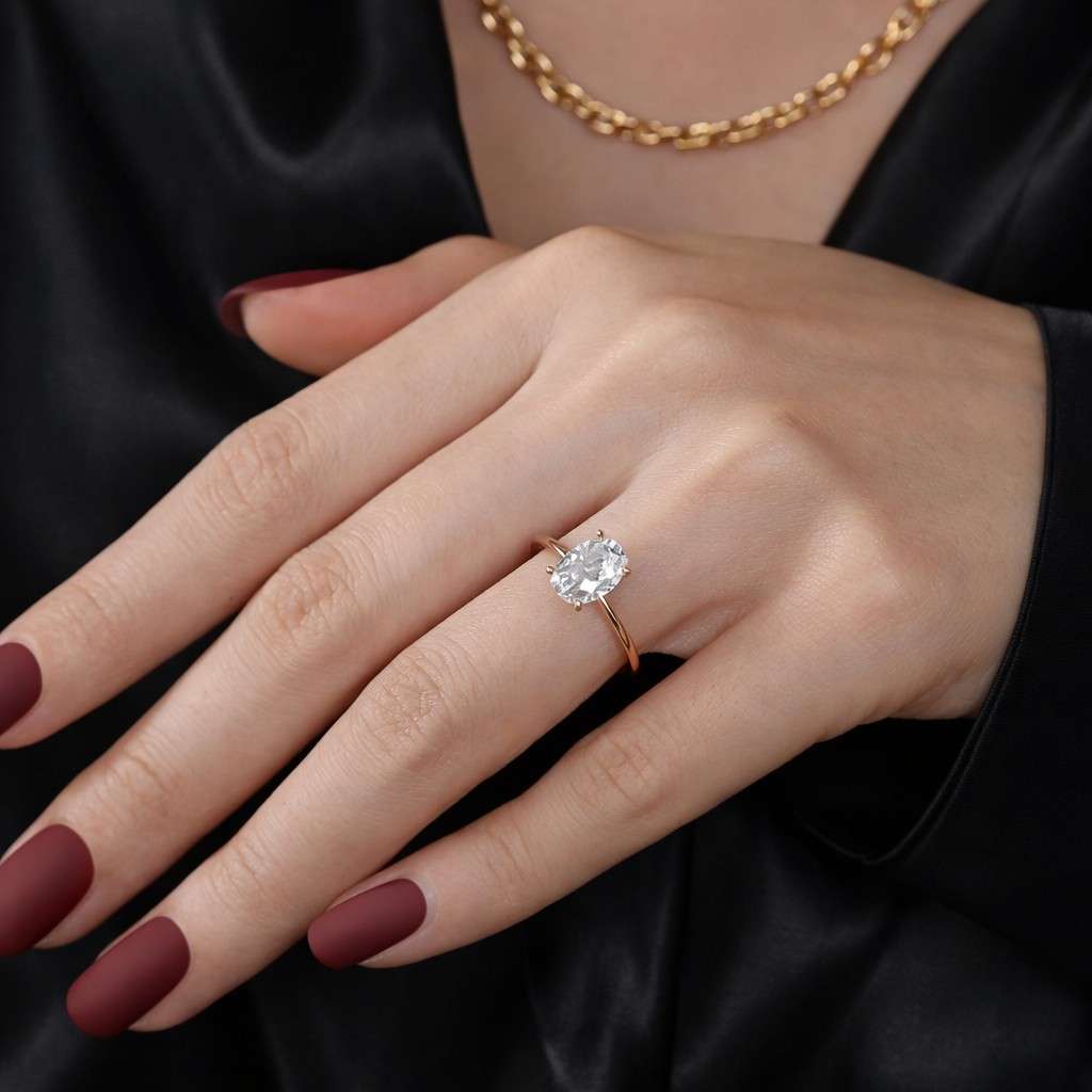 oval engagement ring
genuine lab grown diamond wedding ring