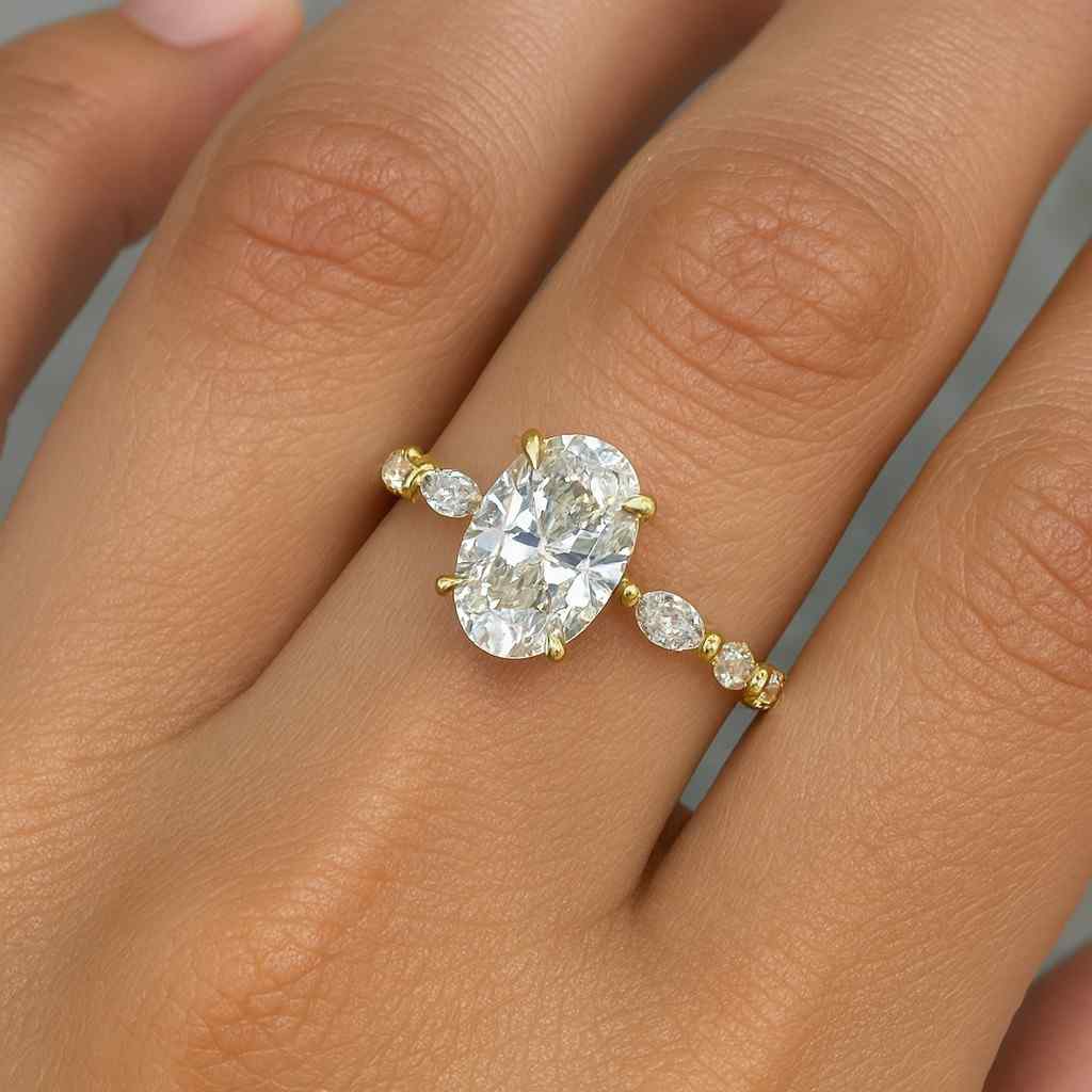 Oval Engagement Ring Oval Lab Grown Diamond Ring