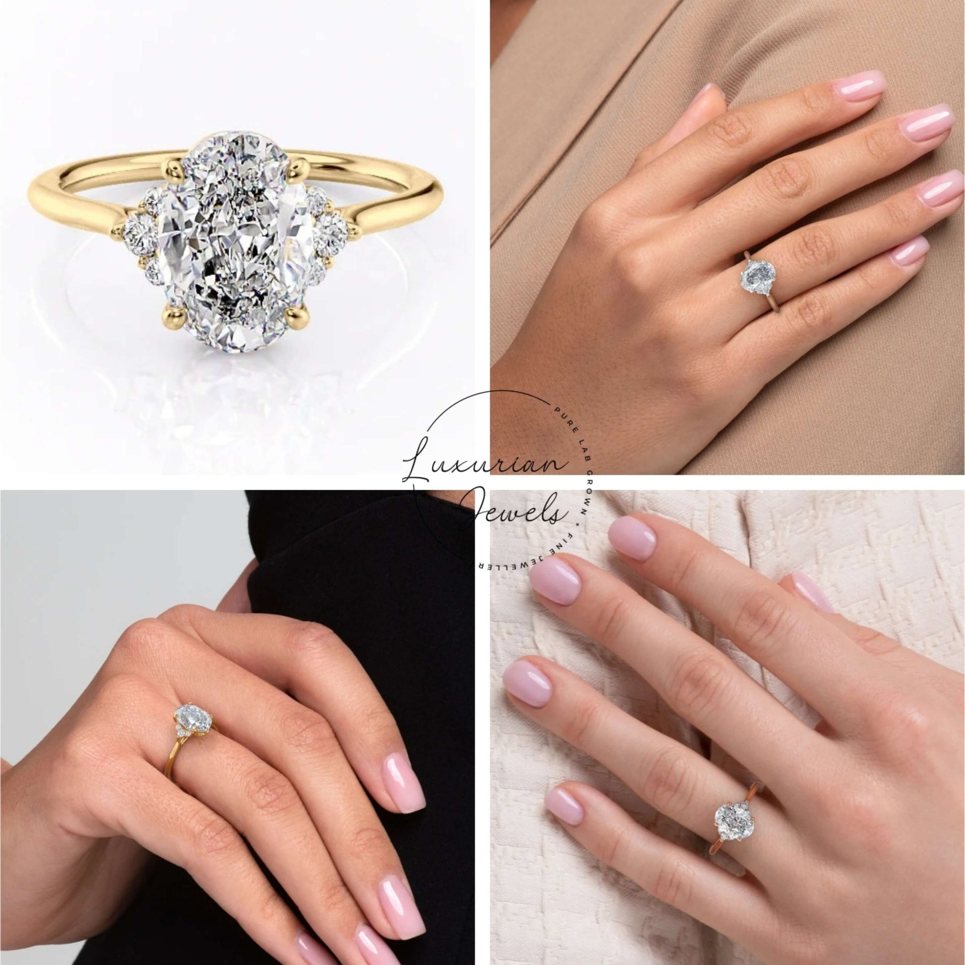 Oval Excellent Cut Lab Grown Diamond Engagement Ring