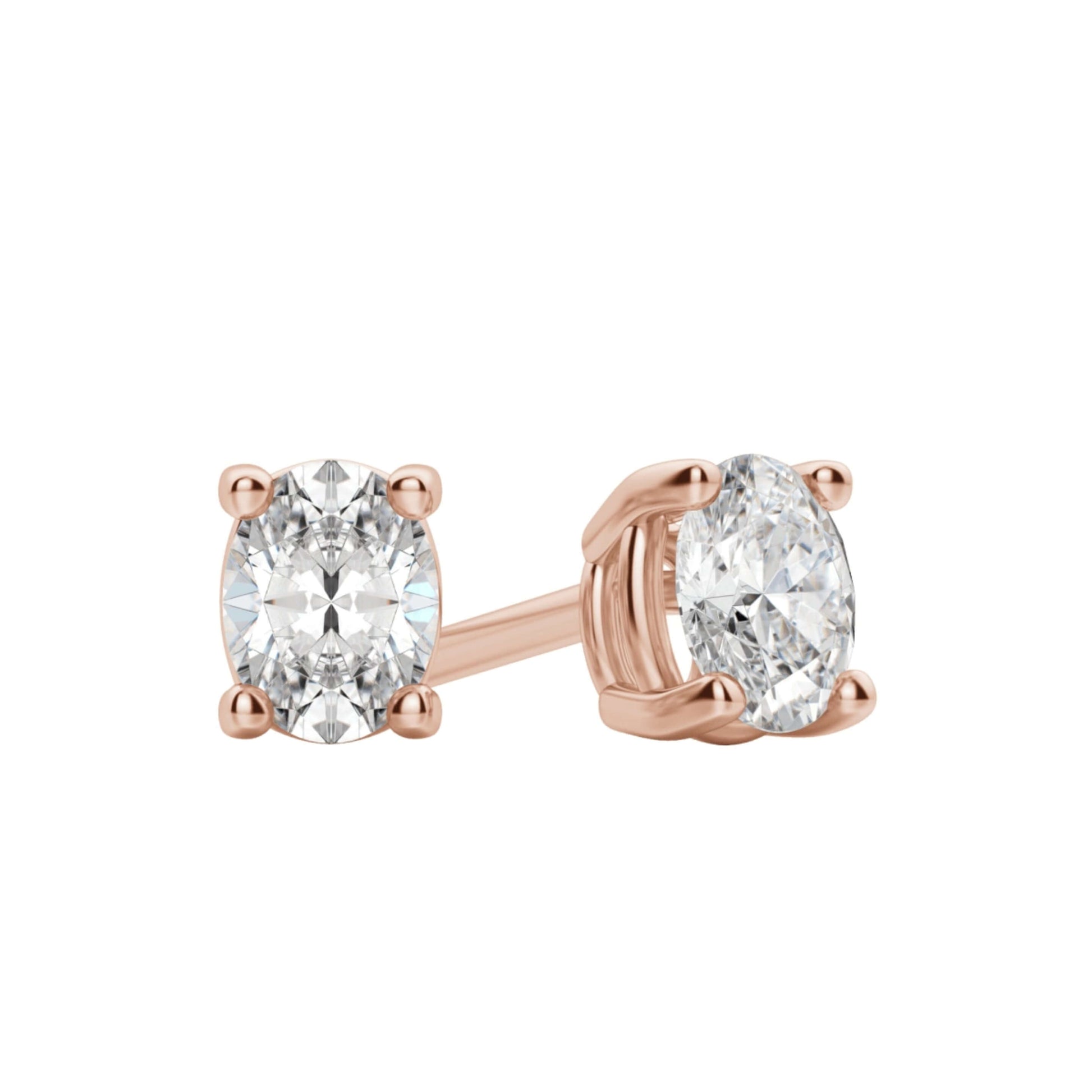 Oval Gold Earrings, Silver CZ Earrings