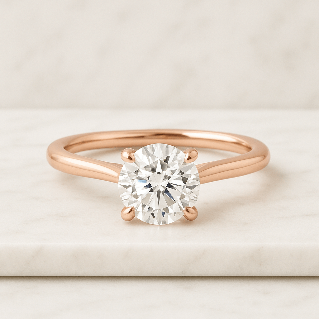 Oval LAB Diamond Engagement Ring, Rose Gold Moissanite Oval Solitaire Ring