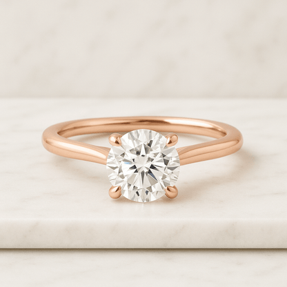 Oval LAB Diamond Engagement Ring, Rose Gold Moissanite Oval Solitaire Ring