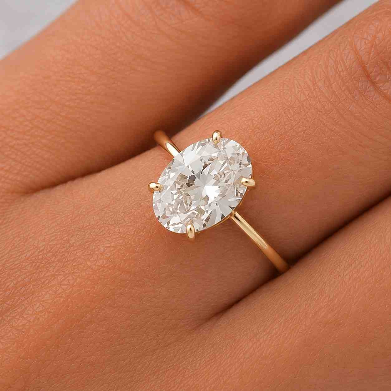 Oval Lab Diamond Engagement Ring, E, VVS2 IGI Certified Solitaire Oval Ring , 14k Sold Gold Anniversary Gift, Engagement Ring