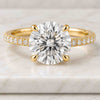14K Round Cut Lab Grown Diamond Pave Engagement Ring
