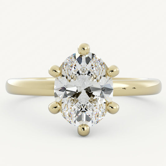 Oval Lab Diamond Six Prong Solitaire Engagement Ring For Her